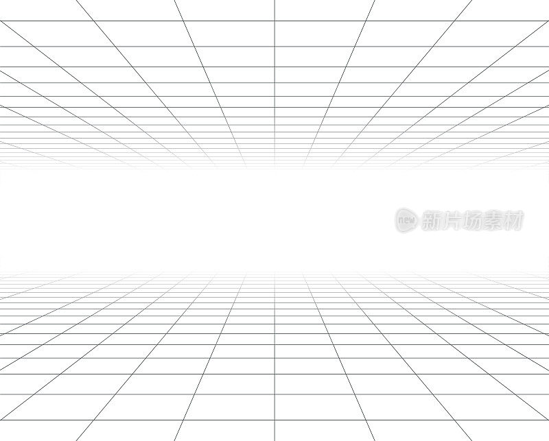 Perspective 3D Grid. Screen Graph Paper Sheet. Texture Template. Vector illustration
